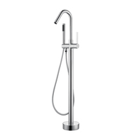 Robinet à bec cascade en laiton fini doré avec brosse Robinets d'eau pour baignoire autoportante