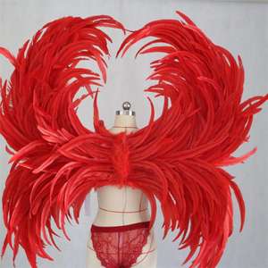 <span class=keywords><strong>Grand</strong></span> événement Plume de <span class=keywords><strong>tuba</strong></span> rouge Ailes d'ange Costume Performance Accessoires de danse Performance de danse les belles plumes de la fête - Product Image 3