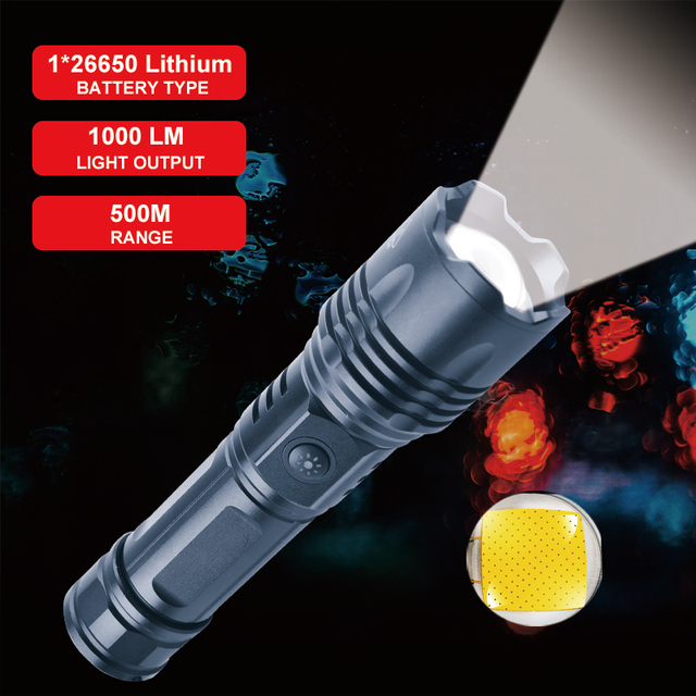 Lamp Tactical Most Powerful LED Rechargeable Long Range Powerful Flashlights High Lumens USB Torch 26650 Battery