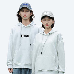 Sudaderas con capucha extragrandes con logotipo bordado personalizado de alta calidad y manga larga de talla grande con bolsillos estampados a la moda - Product Image 2