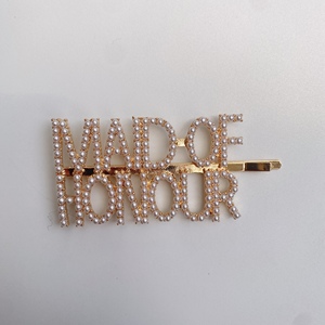 Tracy & Herry-Pin de pelo de perlas para mujer, <span class=keywords><strong>con</strong></span> <span class=keywords><strong>palabras</strong></span> de alta calidad, <span class=keywords><strong>con</strong></span> letras de Metal, diamantes de imitación, Clip para el pelo, accesorios para el cabello para novia - Product Image 5