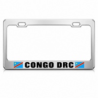 Cadre de plaque d'immatriculation personnalisé pour voiture du Congo RDC, cadre de plaque d'immatriculation sur mesure en acier inoxydable avec logo, contour de plaque d'immatriculation