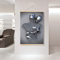 Tableau mural moderne et épuré en métal, motif statue d'amour, impression sur toile, affiche d'art, décoration murale