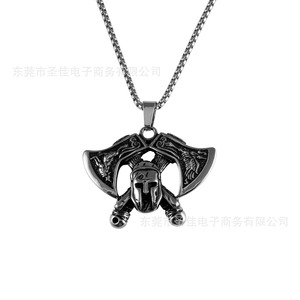 Vintage Yama Mask Pendant Double Sided Axe Armor Men's <b>Titanium</b> Steel Necklace SP1077 - Product Image 5