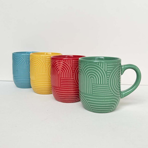 แก้วเซรามิกสีแบบกำหนดเองพร้อมที่จับของขวัญทางธุรกิจถ้วยเดียวต้นกำเนิด Zibo - Product Image 1