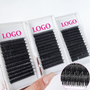 0.05 10P Bandejas de Pestañas Premade Fan Híbridas, Curva C D, Negro Mate Natural - Product Image 1