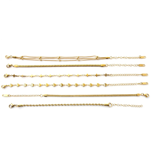 Avrupa Amerikan Kadın Modası Zirkonyum 18 Ayar Altın Kaplama Paslanmaz Çelik Sade Bileklik - Product Image 3