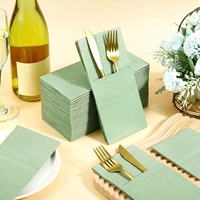 Serviettes jetables vertes avocat en papier Airlaid, pliées, épaissies, anti-poussière, pour hôtels et restaurants, personnalisables
