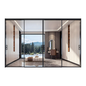 Customized Indoor Narrow Frame Bedroom Electric Aluminum Sliding Insulated Glass Door Balcony French Door Smart Sliding Door