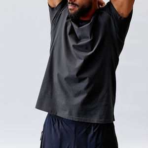 <span class=keywords><strong>Camiseta</strong></span> básica de gimnasio de poliéster 100% personalizada para hombre, <span class=keywords><strong>Camiseta</strong></span> deportiva blanca con cuello redondo y Jersey de punto transpirable, ajuste informal largo - Product Image 6