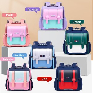 Sac à dos scolaire unisexe rouge en polyester Oxford imperméable grande capacité avec coussin d'air et genouillères pour garçons et filles de la 1ère à la 6ème année - Product Image 1