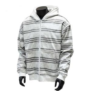 Sweat à capuche zippé surdimensionné à rayures délavées style Y2K pour homme 2025 – Veste décontractée vintage streetwear - Product Image 2