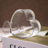 Contenant à bougie en verre transparent en forme de cœur, 6 onces, avec couvercle hermétique, pour cadeau romantique et fabrication de bougies DIY