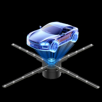 Ventilateur projecteur publicitaire holographique 3D de 52 cm avec télécommande Wi-Fi et application, 4 pales, pour usage éducatif en intérieur