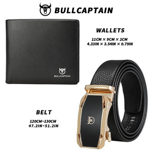 BULLCAPTAIN Juego de Cartera y Cinturón de Cuero Genuino para Hombre, Set de Regalo de Lujo para Negocios, Cinturón Automático con Trinquete y Cartera Bifold, Regalo para Hombres - Product Image 6