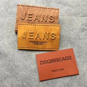 Aangepaste Decoratie Lederen Patch Met Reliëf Logo Fashion Design Lederen Patch Labels Voor Jeans