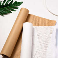 Rouleau d'emballage antichoc en papier kraft alvéolé extensible et recyclable pour cadeaux, bouteilles, autocollants - Écologique