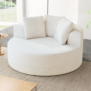 Atunus Moderno apartamento Salón Blanco sofá tapizado de pana vacío comprimido envío redondo acento asiento individual silla sofá - Product Image 1