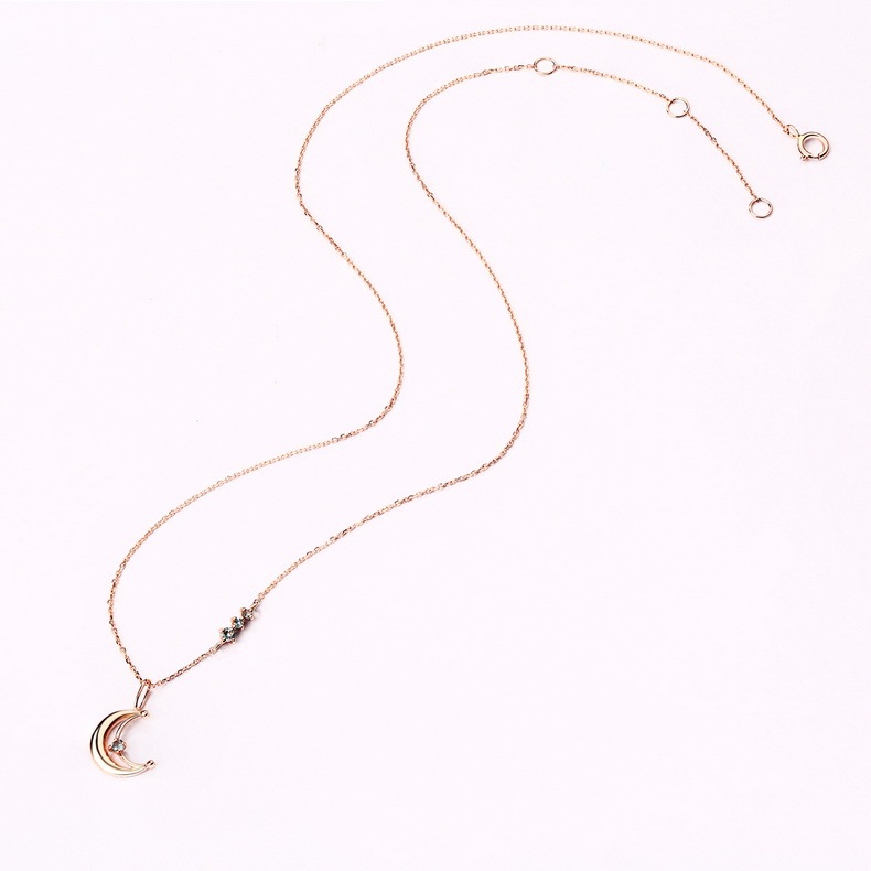 Damas joyas de oro Topacio Azul de Londres Luna collar Real de 14k collar de oro