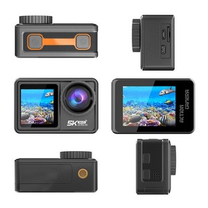 Cámara de acción 5K, resistente al agua hasta 30 m, con pantalla táctil y estabilización para buceo, pesca, motociclismo y vlogging. - Product Image 4