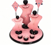 Présentoir à bijoux rotatif GZowin de luxe en velours rose et noir avec éclairage LED, design personnalisable, durable et de haute qualité