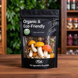 Bolsa de pie con cierre de cremallera de plástico Mylar 3,5 personalizada a prueba de olores para embalaje de goma de setas para alimentos con orificio para colgar - Product Image 4