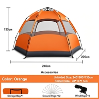 Tenda Camping Yurt Heksagonal Otomatis Dua Lapis Tenda Mongolia Musim Panas Tahan Air Buka Cepat untuk Perjalanan Luar Ruangan Berkemah Keluarga
