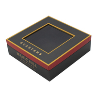 Sous-verres personnalisés boîtes d'emballage à clapet carton noir boîte cadeau artisanale avec fenêtre transparente
