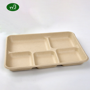 أطباق أواني الطعام VVG bagasse صديقة للبيئة بيولوجي قابل للتحلل قصب السكر 5 مقصورة طبق للاستعمال مرة واحدة - Product Image 2