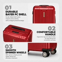 Valise à roulettes rigide en PC de luxe, rouge bordeaux, à rainures verticales, pour cadeau d'affaires haut de gamme