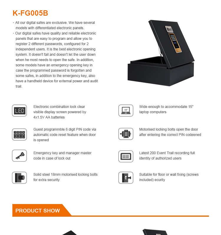 Combination Lock Safe Box Steel LCD Electronic Safe Box Hotel Cabinet Drawer Top Opening Safe Box