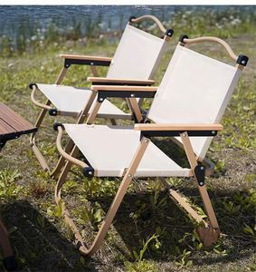Chaise de camping pliable de haute qualité, légère, portable, pour l'extérieur, la plage, avec poignée en bois - Product Image 3
