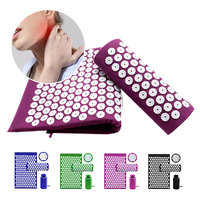Ensemble de tapis et d'oreiller d'acupression en tissu de lin naturel, tapis pour les pieds, tapis d'acupuncture et ensemble d'oreiller en lin