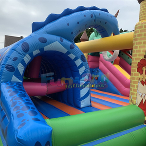 Castillo inflable comercial para niños, con tobogán y pista de obstáculos, con diseño de dragón. - Product Image 4