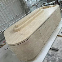 Îlot de présentation de bijoux moderne et écologique personnalisé, table de réception en marbre travertin de luxe