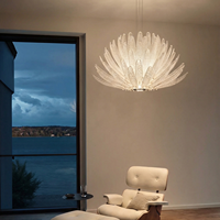 Lustre design nordique en verre de Murano, style ligne de pêche, éclairage tricolore, pour salon – style luxe haut de gamme, finition chromée artistique 360