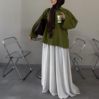 Kemeja Katun Premium OEM Willson untuk Wanita Muslim, Blus Katun Bernapas, Muslimah, Model Regular Fit, Kancing Depan, Lengan Panjang