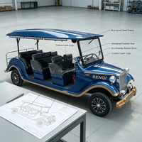 Autobús Turístico Eléctrico Retro Renqi de 3 Filas y 8 Asientos con Carrocería Curva para Visitas Turísticas, Villas y Banquetes de Boda