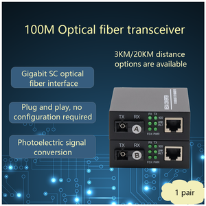 Convertisseur de média fibre optique Gigabit SC RJ45 20KM de haute qualité 10/100M Netlink, émetteur-récepteur fibre optique - Product Image 2