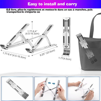 Support pour ordinateur portable pliable en aluminium réglable en hauteur, support ergonomique pour ordinateur portable, support ergonomique pour bureau