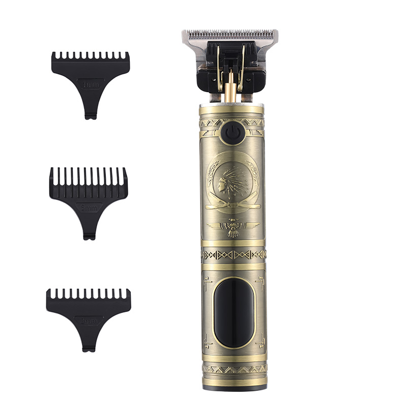 Profissional Recarregável Sem Fio T-0mm Careca Cortar Cabelo Lâmina Trimmer Zero Gapped Cortar Cabelo Elétrica aparador de Barba