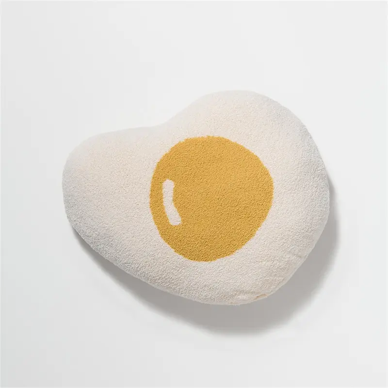 New Design cute soft warm comfortable 100% polyester microfiber knitted fried egg pillow for home decor