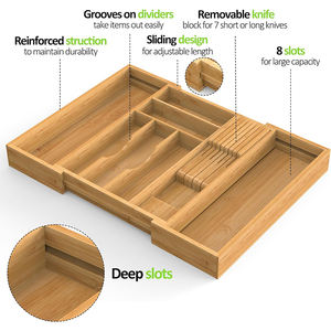WDF Bambu Genişletilebilir Çatal Bıçaklık Düzenleyici, Çatal Bıçak Saklama Tepsisi, Mutfak İçin Gereç Düzenleyici - Product Image 3