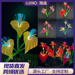 ไฟดอกไม้จำลองพลังงานแสงอาทิตย์ 3 หัว ดอกคาลล่าลิลลี่ขนาดใหญ่ ตกแต่งสวนกลางแจ้ง โคมไฟสนามสร้างบรรยากาศหลากสี - Product Image 5