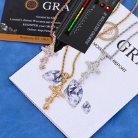 Collier pendentif croix moissanite argent 925, chaîne maillée, best-seller femme