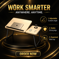 Bureau portable pliable en bois réglable en hauteur pour ordinateur portable, idéal pour la maison, le bureau, l'étude, le travail, la chambre, le canapé, le dortoir