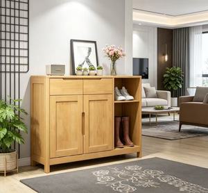 Modern Solid Wood <b>Shoe</b> Rack With 2 Shelves And Cabinet Doors Scandinavian Style Entryway Storage Furniture For Home Use - Product Image 4