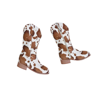 Nouvelles bottes hautes rétro à glissière latérale en poudre d'oignon vert pour petites filles bottes de cowboy occidentales pour enfants automne et hiver