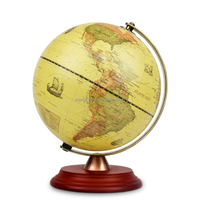 Globe en bois rétro Terrestre de 22.8cm, 9 pouces, décoration de la maison, bureau, jouet, carte du monde, géométrie, ameublement de la maison