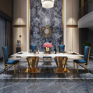 Nhà Hàng Hiện Đại Đồ Nội Thất Chân Thép Không Gỉ Bàn Ăn Chỉ Có Bàn Ăn 6 Ghế Trắng - Product Image 6